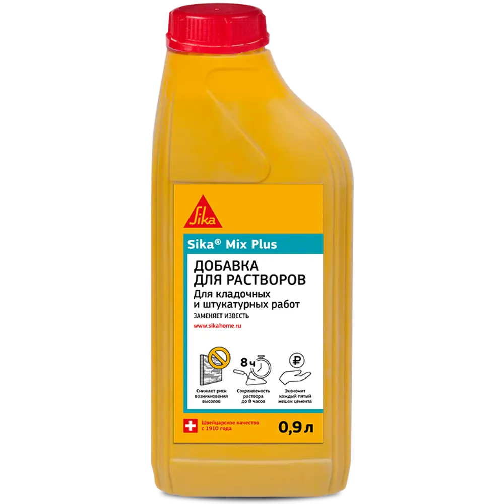 Пластификатор для растворов Sika Mix Plus, 0.9 л STLM-2198476
