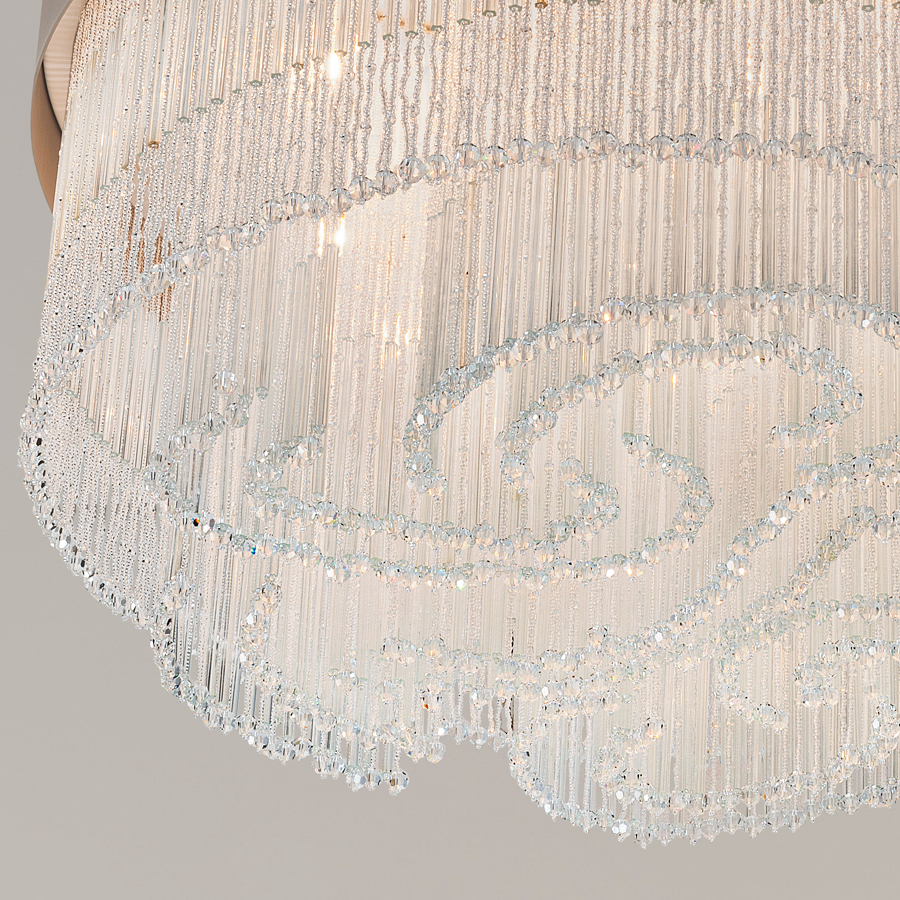 4800/PL80-AB ПОТОЛОЧНАЯ ЛЮСТРА с бахромой ручной работы из прозрачных или янтарных бусин из муранского стекла, металлическая структура в цвете бронза, тортора или сером цвете. Patrizia Volpato Venezia - Вид №4