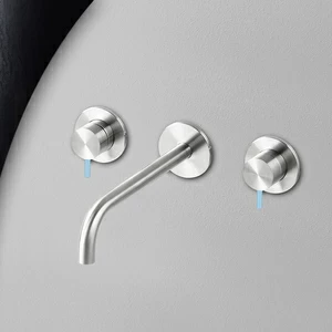 Смеситель для раковины сталь глянцевая с голубой ручкой Toki Radomonte TKI29LCIL27