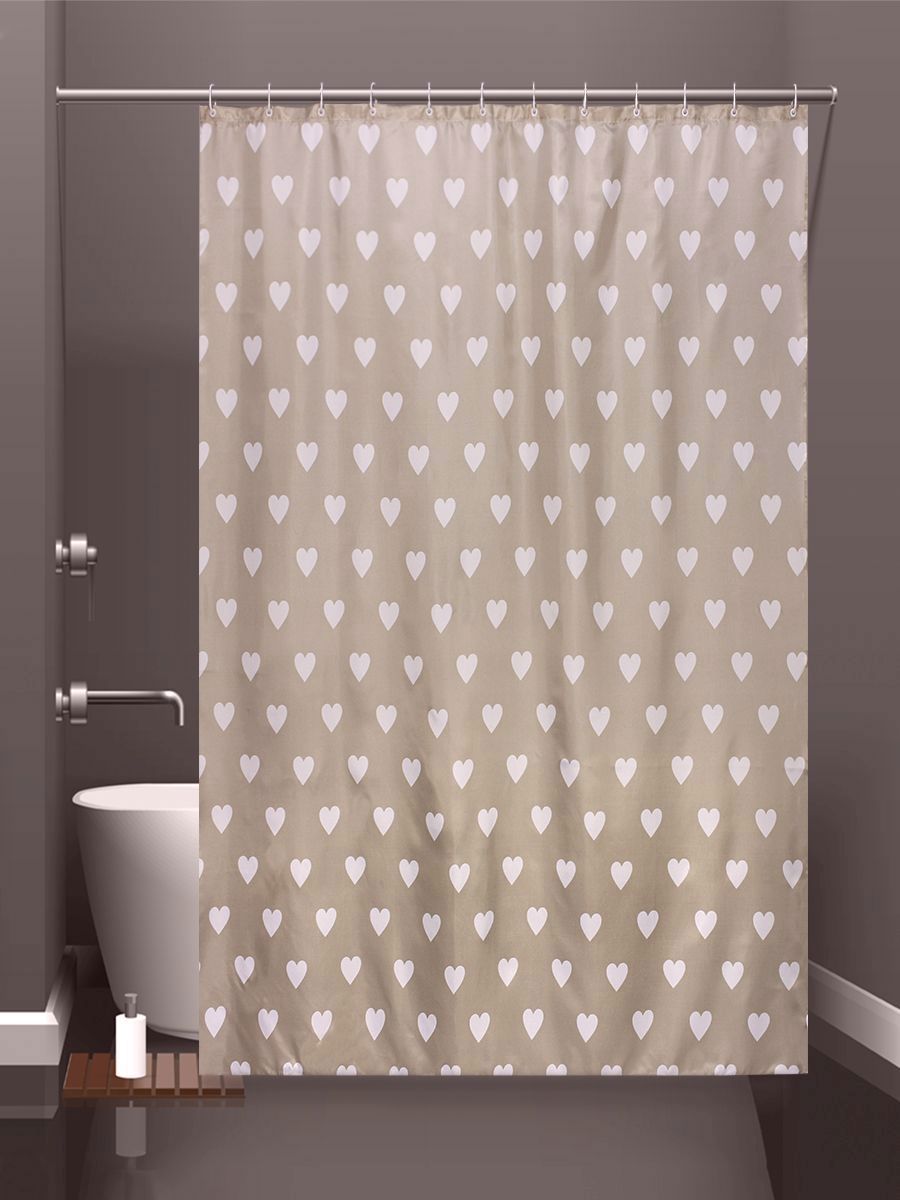90031169 Шторка для ванной комнаты Hearts CH14164, 200х180 см CHARME GREEN STLM-0090649 BATH PLUS