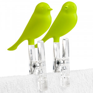 QL10066-GN Прищепки sparrow 4 шт. зеленые Qualy