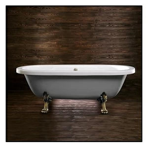 Ванна напольная отдельностоящая серая с золотыми ножками "Львиная лапа" Akcjum Octavia WN-09-01-BR-M