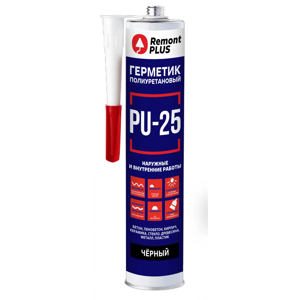 Полиуретановый герметик Remont Plus PU-25 черный 280 мл 89424157 STLM-1570332