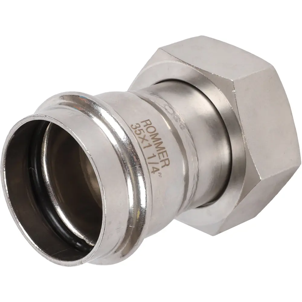 Муфта переходная Rommer 1 1/4"x35 мм с накидной гайкой ВПр-ВР нержавеющая сталь STLM-2019256