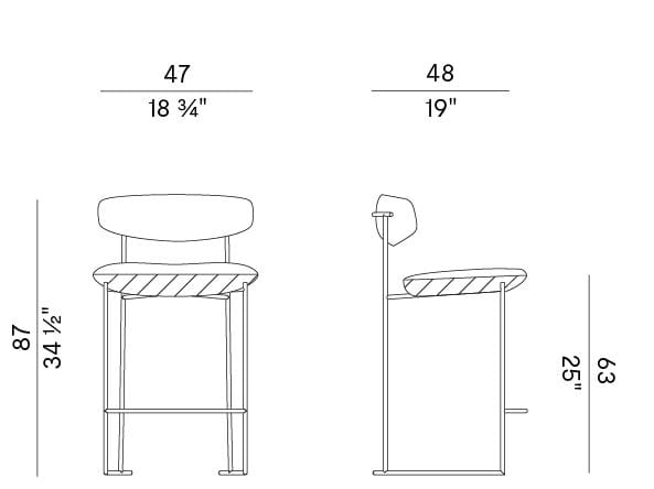 Садовый металлический и тканевый табурет Potocco Keel Light ARCH-00099735 - Вид №4