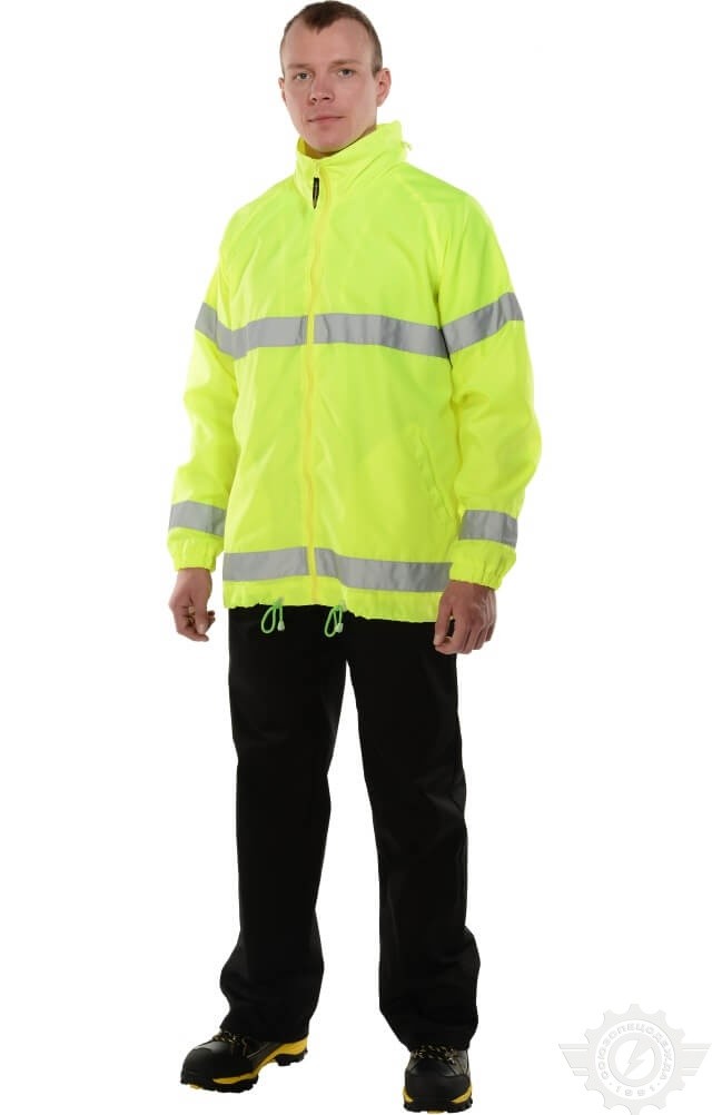 69853 Куртка-ветровка "Блик" лимонная с СВП  Сигнальная одежда  размер 48-50/182-188 Спецодежда  - Вид №3
