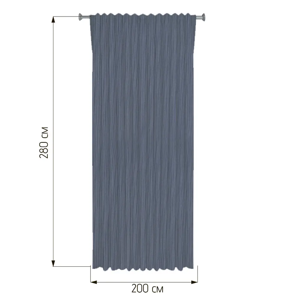 Штора на ленте со скрытыми петлями Полоса 200x280 см цвет голубой WITERRA STLM-2204144 - Вид №2