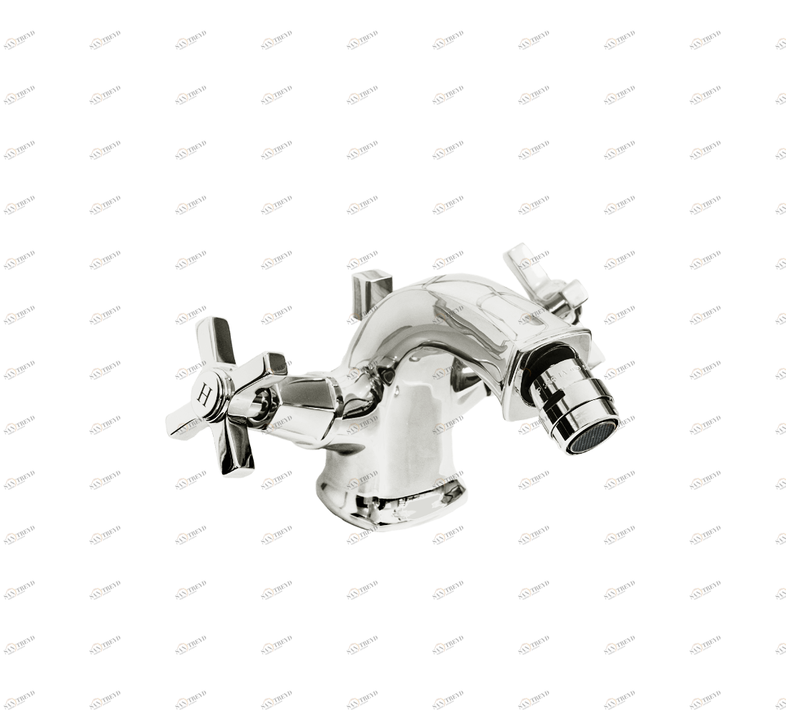 Gentry Home Смеситель для раковины на 3 отверстия Chopin White Никель GH102095 