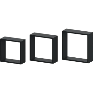 82877491 Полка настенная Spaceo 24x24 см/27x27 см/30x30 см МДФ цвет чёрный 3 шт STLM-1515921