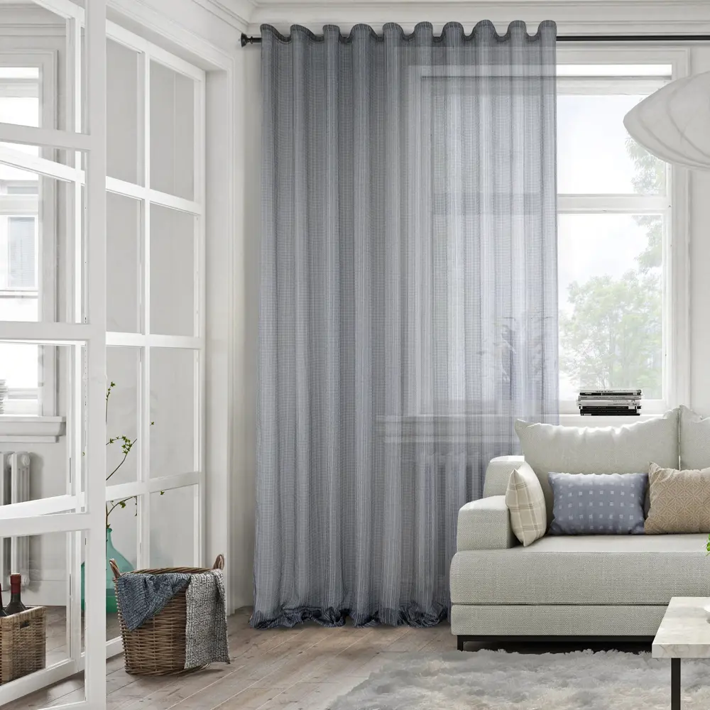 MIAMOZA Тюль Сильвер для кухни с декоративной лентой 300×295 см 88054140