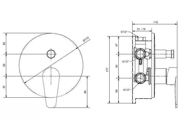 Хромированный латунный смеситель для душа с переключателем Bugnatese Century ARCH-00119907 - Вид №2