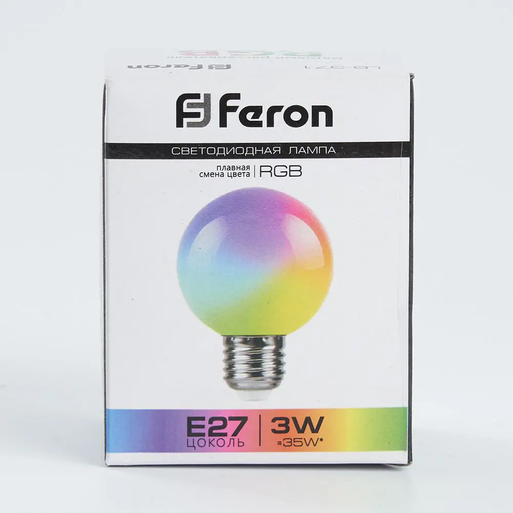 Лампа светодиодная Feron E27 LB-371 220 В 3 Вт шар регулируемый цвет света RGB матовый плафон STLM-2141450 - Вид №3