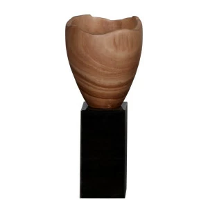 Ваза из дерева на стальной подставке"Woody Triumph"D17H40 GARDA DECOR - 209346 Коричневый