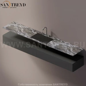 AELLN0CC12426KD Подвесная раковина настенная прямоугольная Agape Ell серая