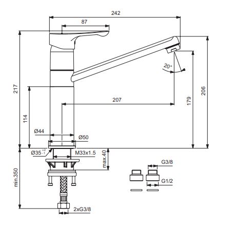 BA418AA Смеситель для кухни VIDIMA WAVE - Вид №1
