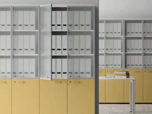 Las Mobili Высокий офисный блок из дерева и стекла с распашными дверями Contenitori universali evo