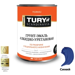 91450940 Грунт-эмаль АУ по ржавчине 3 в 1 Tury полуглянцевая синяя 20 кг STLM-0852331