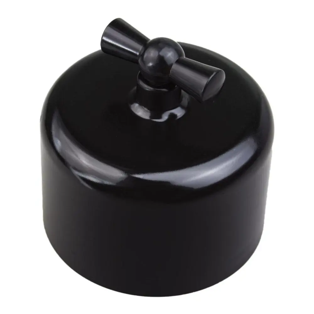 Выключатель накладной Electraline 2 клавиши цвет черный Ретро STLM-2194704