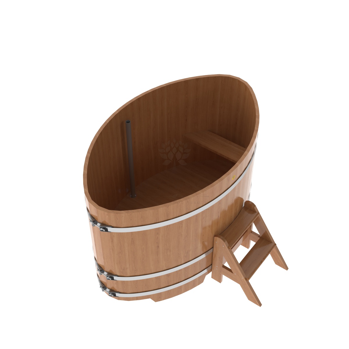 1319 Купель овальная из дуба 1,08х1,75х1,1 натуральная Alyarus  - Вид №1