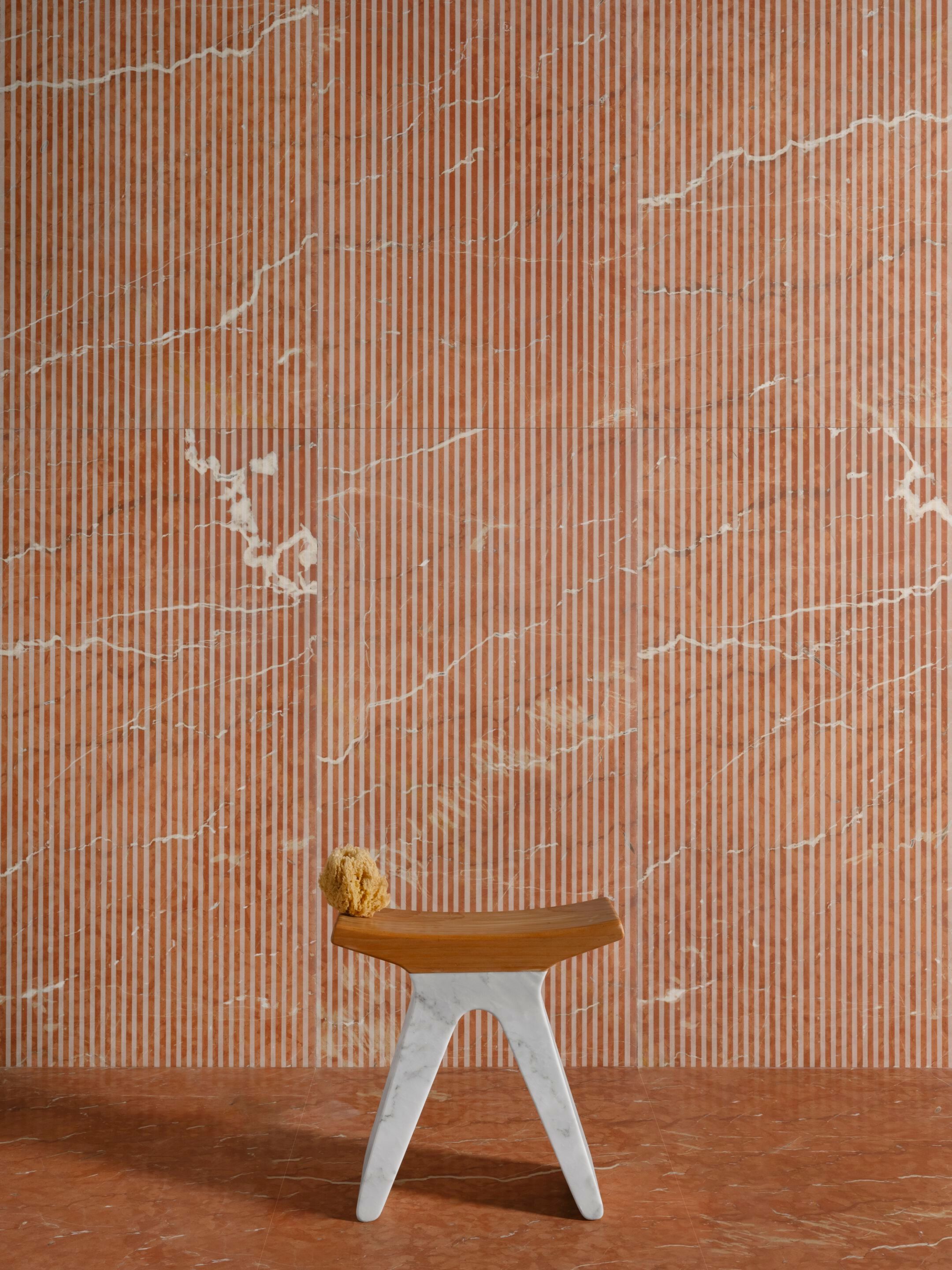 Низкий табурет из мрамора и дерева LUCE DI CARRARA PIGRECO ARCH-00066655 - Вид №3