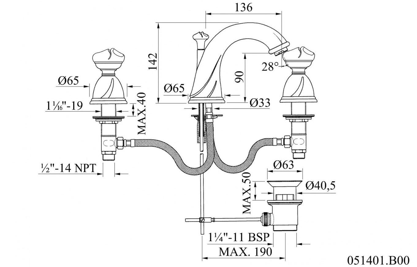 Bronces Mestre Смеситель для раковины на 3 отверстия Oman sun-id-1425359 - Вид №1