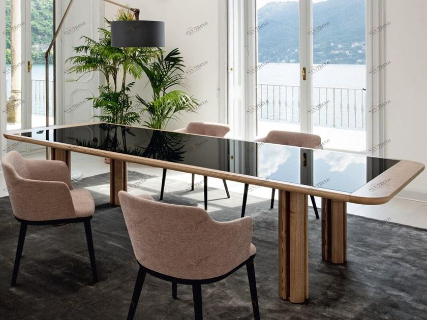 Porada Стол из ясеня прямоугольный со стеклянной вставкой Eighteen sun-id-1460090