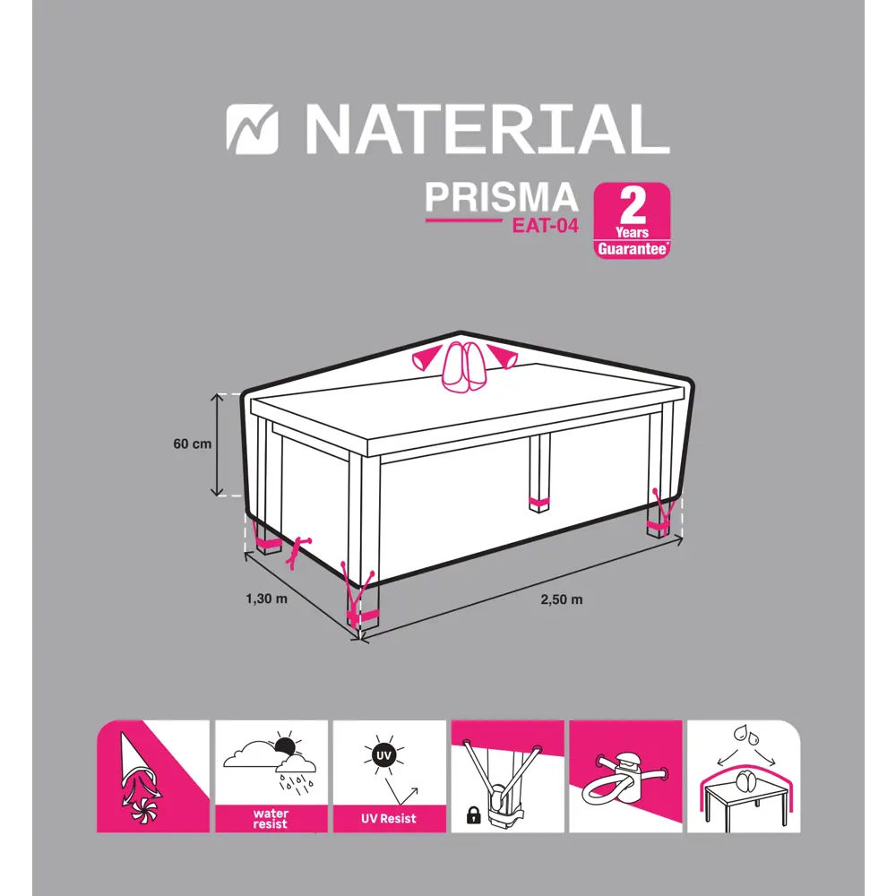 Защитный чехол для стола Naterial 250x60x130 см полиэстер светло-серый STLM-2157575 - Вид №4