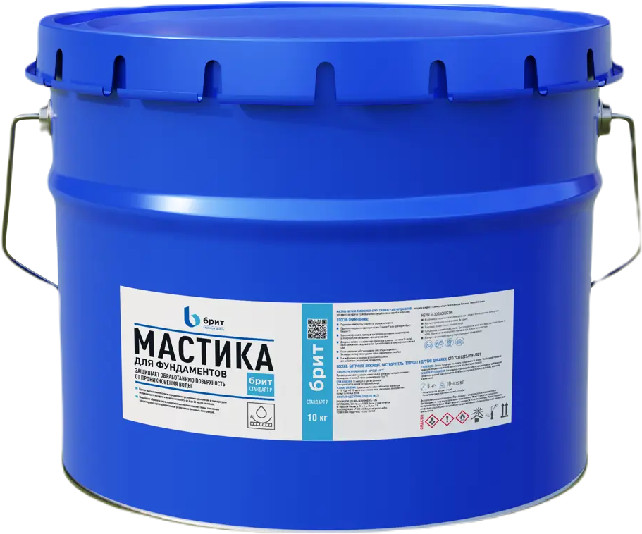 84300203 Мастика битумно-полимерная Брит Стандарт- Р для гидроизоляции фундаментов 10 кг STLM-0048219
