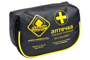 15990239 Автомобильная аптечка первой помощи в черной сумочке GL-24 48124 ГЛАВДОР