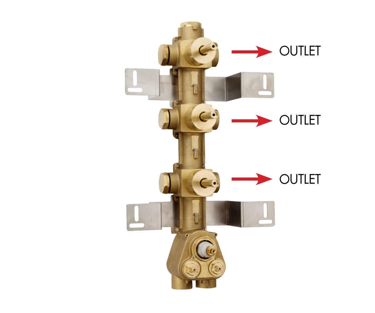 Z033205 + Z030202 000 Смеситель & запорный кран Rectangular 3 Outlets LP BOSSINI  - Вид №1