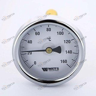 Термометр биметаллический F+R801 80 мм 160° WATTS с погружной гильзой 50 мм 10005942