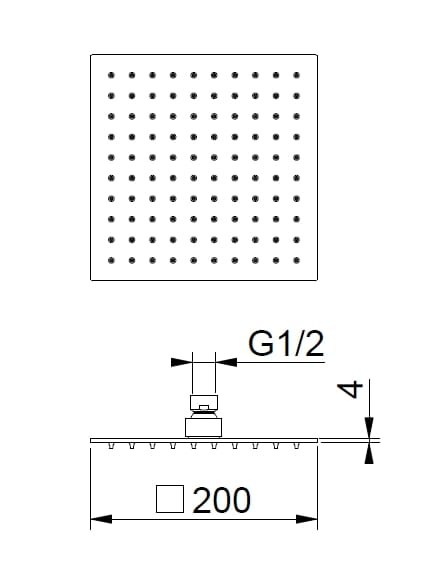 Квадратная душевая головка из нержавеющей стали с кронштейном BEAMTECH ELEVEN ELEQ200/300/400 ARCH-00090055 - Вид №7