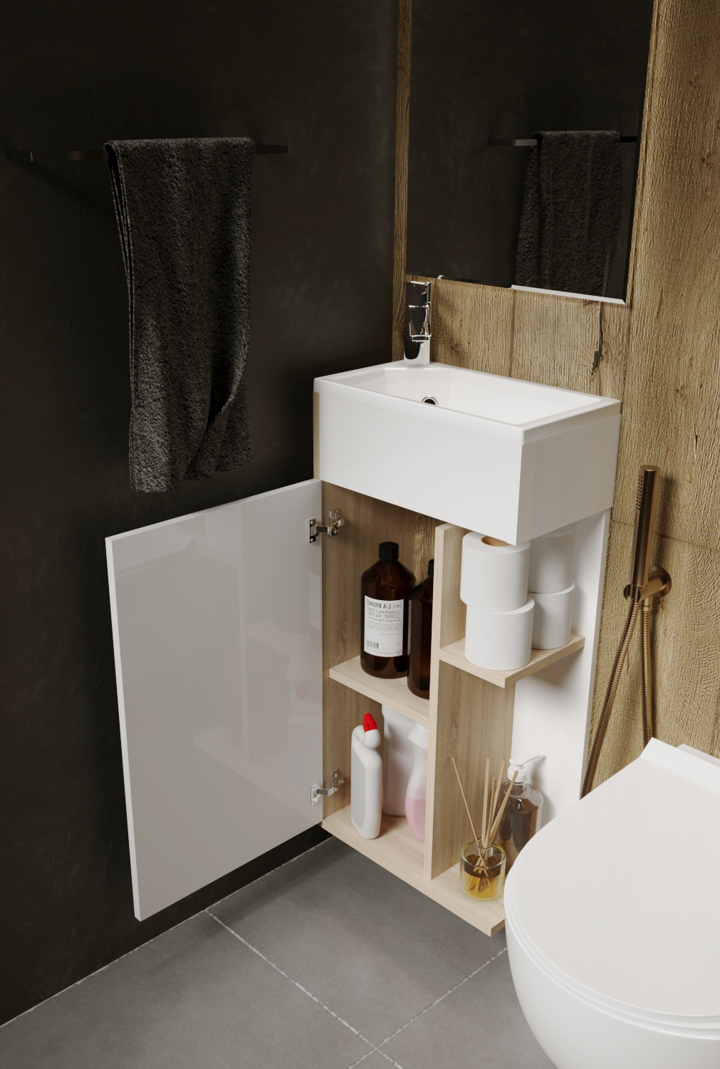 У85926 Тумба с раковиной Laura 40П 1д. Дуб Сонома 1 Marka Laura - Вид №2