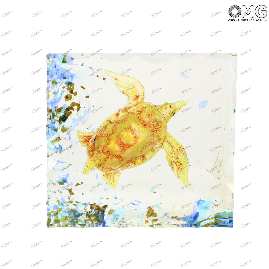 2801 ORIGINALMURANOGLASS Скульптура Аквариум с черепахой - Original Murano Glass OMG 17 см 