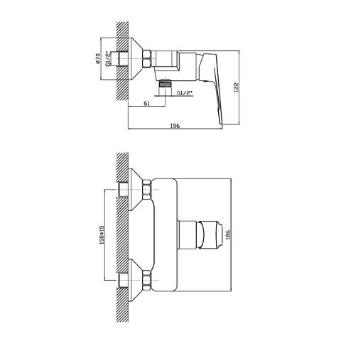 Orange Berti M17-200cr однорычажный смеситель для душа Хром sun-id-1516868 - Вид №1