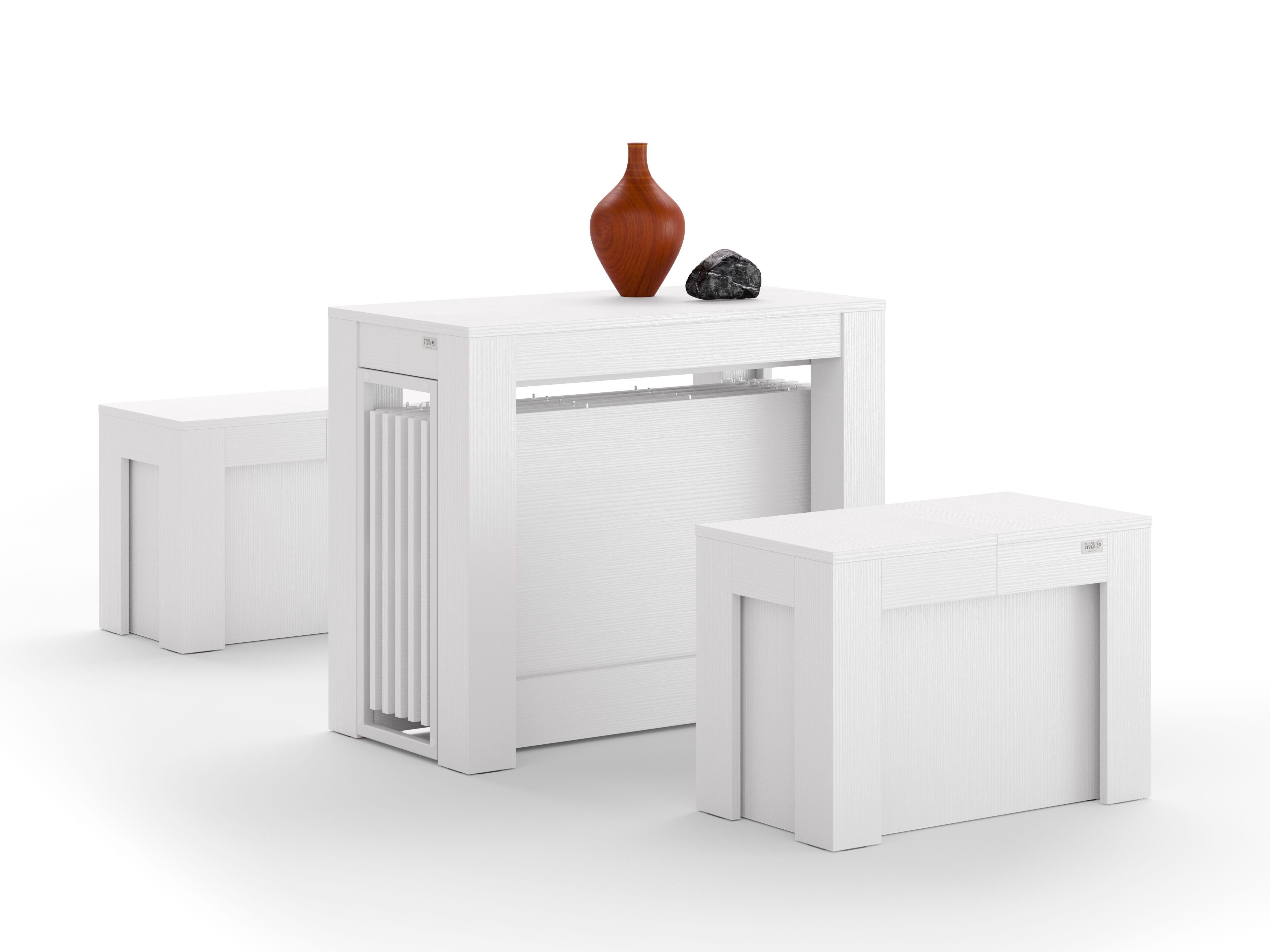 Выдвижная консоль из белого ясеня с 2 скамейками Mobili Fiver Rachele ARCH-00132193