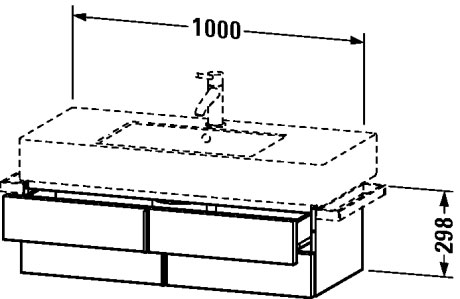 VE621404747 Vero Тумбочка подвесная Каменно-синий глянцевый лак Duravit - Вид №1