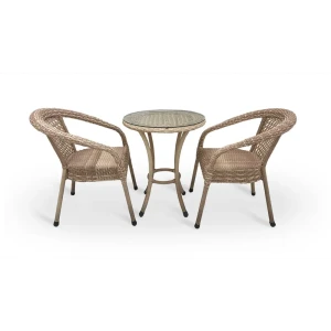 91628544 Садовая мебель для обеда Aiko Deco искусственный ротанг бежевый 3 предмета STLM-0964412