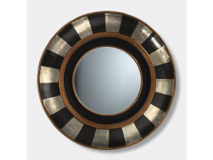 Круглое деревянное зеркало с рамкой стены
