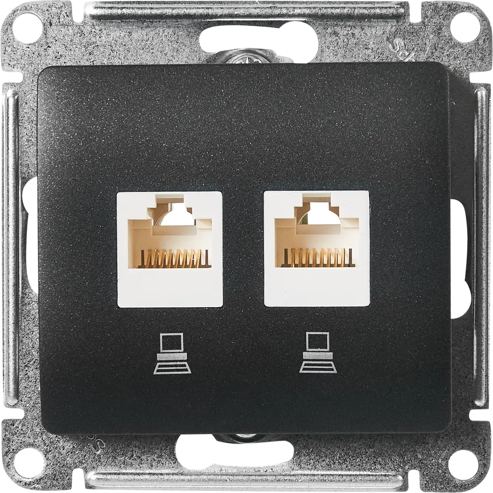 Schneider Electric Glossa — двойная компьютерная розетка RJ45 Cat 5e антрацит 86710201 STLM-0070814