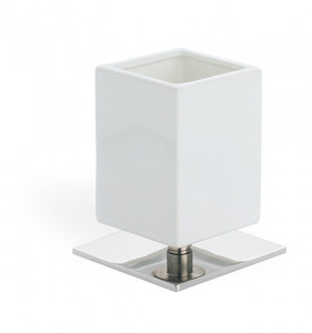 617(23-BI) Stil Haus Urania, настольный керамический стакан на ножке, цвет чёрный матовый - белая керамика