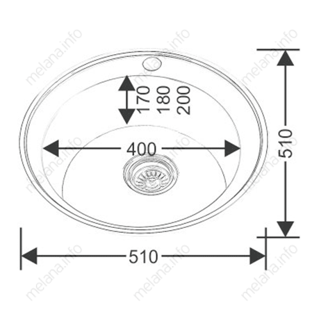Мойка 510 MELANA 0,8/180 ДЕКОР врезная круглая с сифоном (101D t *12) 101D t (*12) - Вид №3