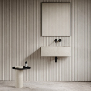 Прямоугольная подвесная раковина из мрамора Crema Marfil