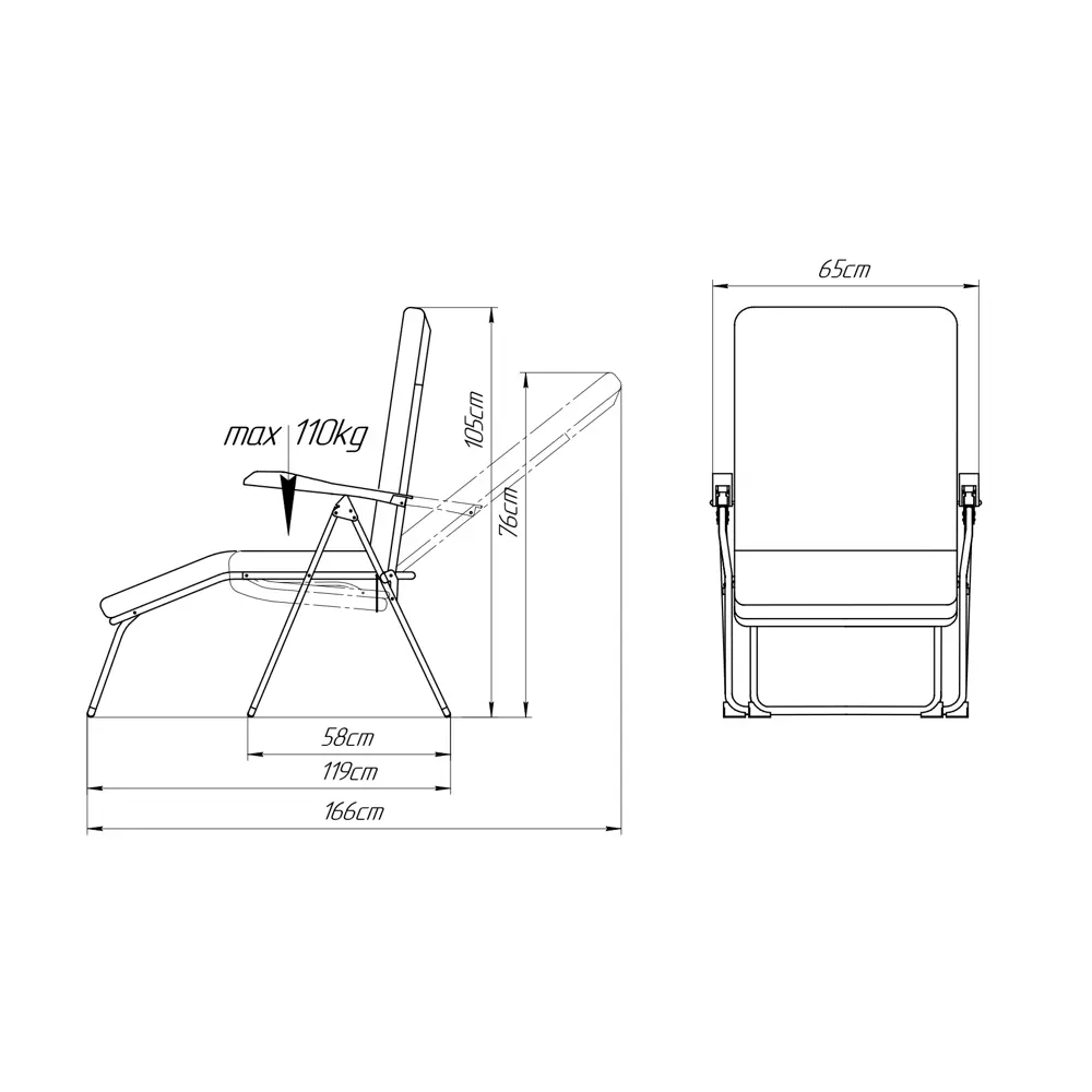 Кресло-шезлонг Naterial Ривьера 119х105х65 см сталь/полиэстер бежевый/коричневый STLM-2162610 - Вид №9