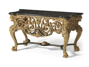 Деревянная прямоугольная консоль с мраморной столешницей