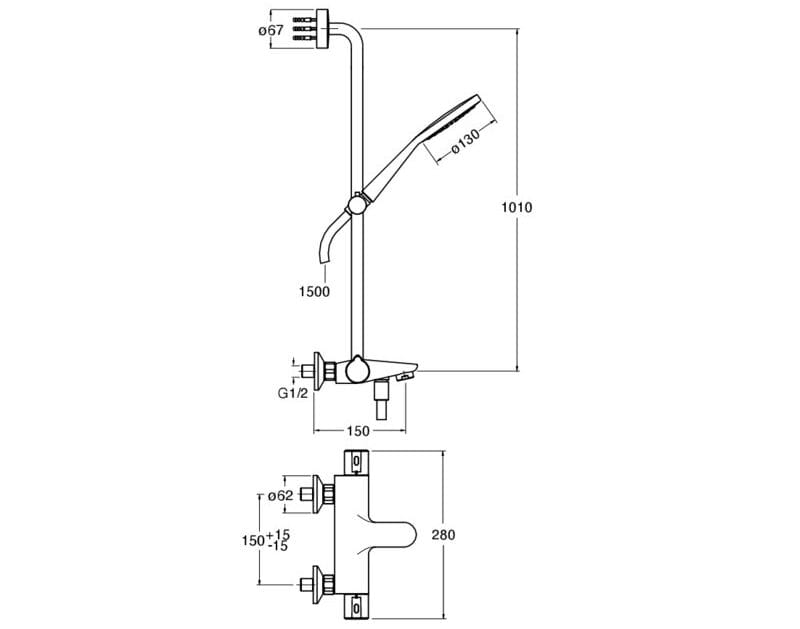 ABS термостатическая настенная душевая колонна с ручным душем CRISTINA Rubinetterie душевые колонны-Shower &amp ARCH-00133310 - Вид №2