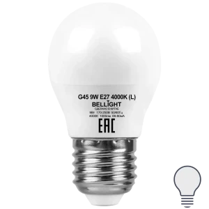 Лампа светодиодная Bellight E27 220-240 В 9 Вт шар малый матовая 1000 лм нейтральный белый свет