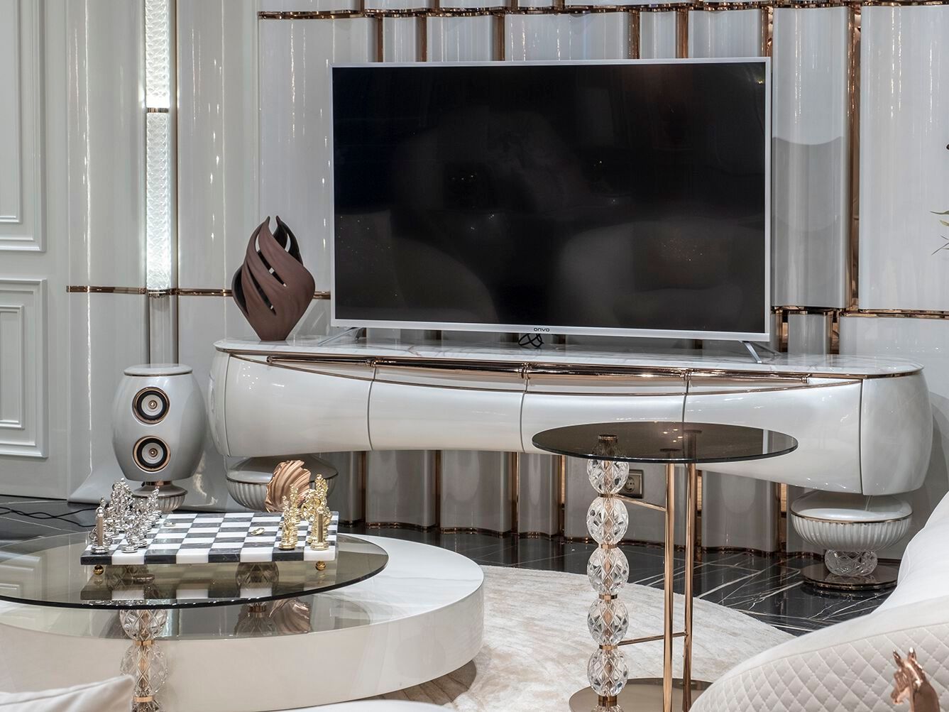 Круглый стеклянный журнальный столик для гостиной Zebrano Phaselis ARCH-00073192 - Вид №2