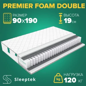 91658012 Матрас Sleeptek Premier Foam Double 90x190x19 см независимый пружинный блок, 1-спальный STLM-1057907