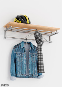 G18-900-Eiche Навесной шкаф g18 с 5 платяными штангами и деревянной полкой из массива дуба - ширина 95 см PHOS